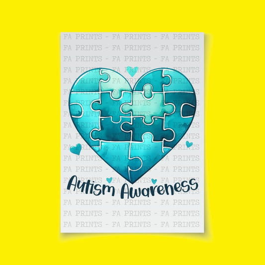 Autism Awareness Heart Teal | DTF Transfer