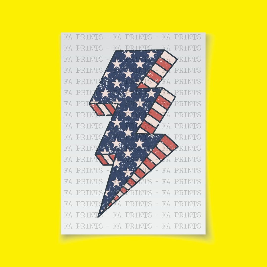 American Stars Lightning Bolt  | DTF Transfer