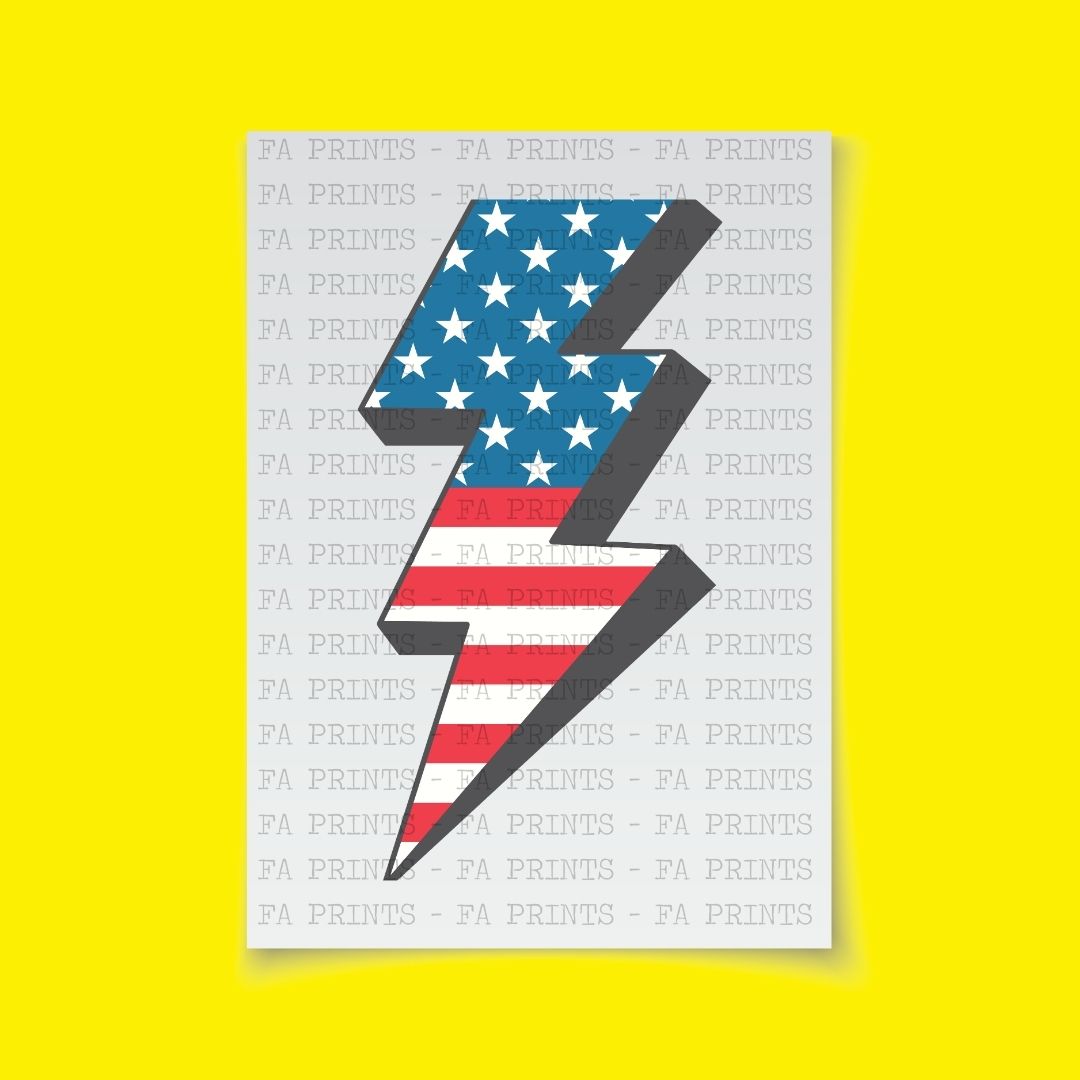 American Flag Lightning Bolt  | DTF Transfer