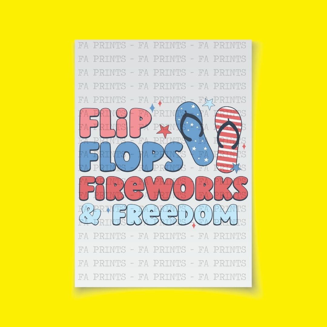 Flip Flops, Fireworks & Freedom | DTF Transfer