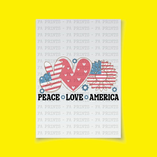 Peace - Love - America | DTF Transfer