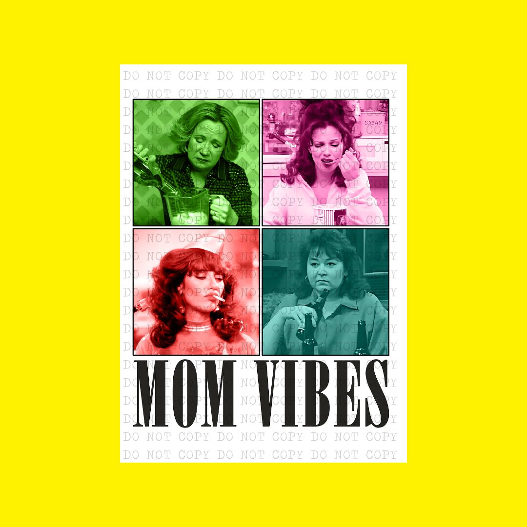 Mom Vibes Technicolor Stacked | DTF Transfer