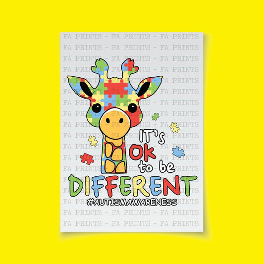 It's Ok To Be Different Giraffe | DTF Transfer