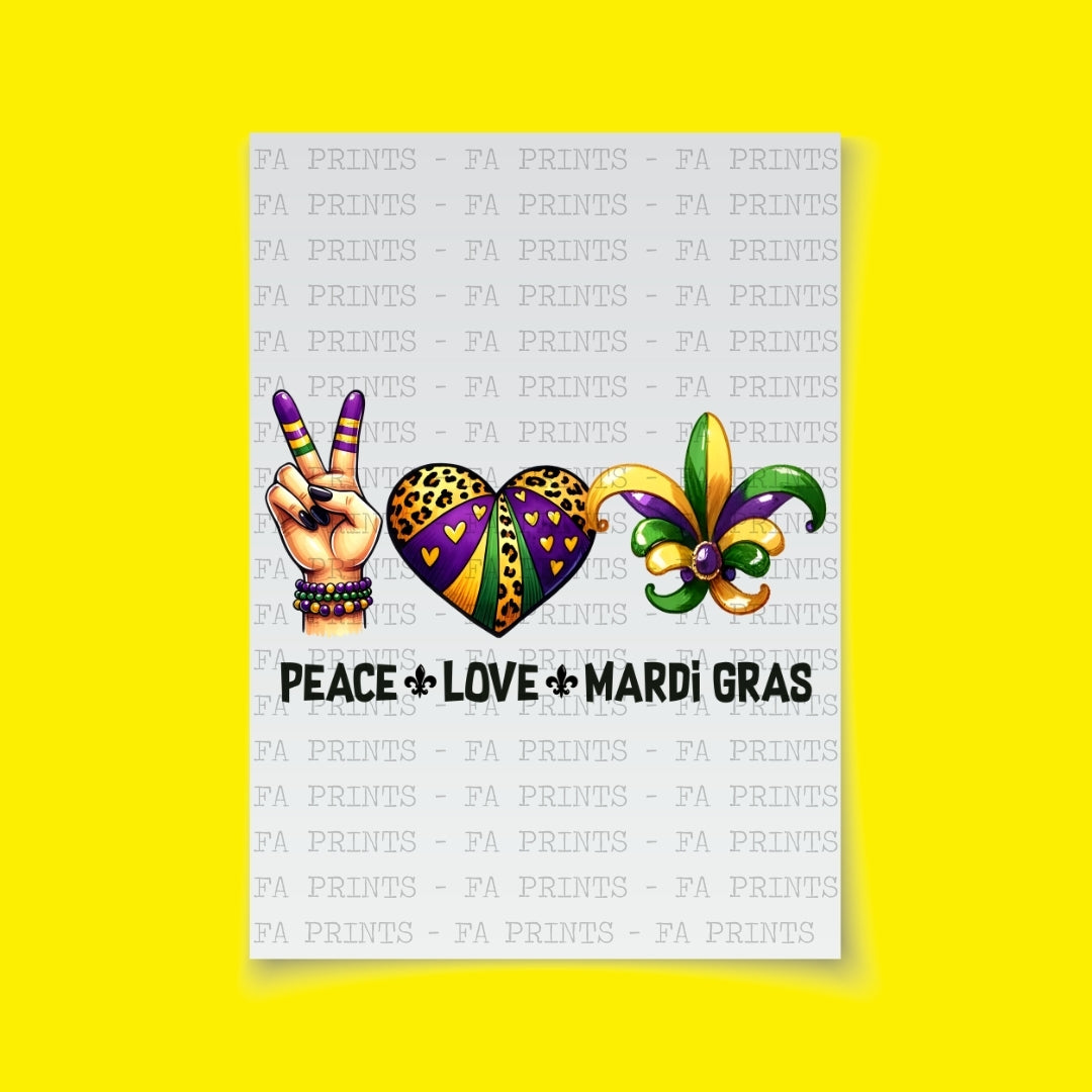 Peace - Love - Mardi Gras | DTF Transfer