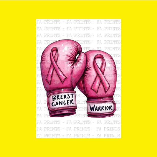 Breast Cancer Warrior Fighting Gloves | DTF Transfer