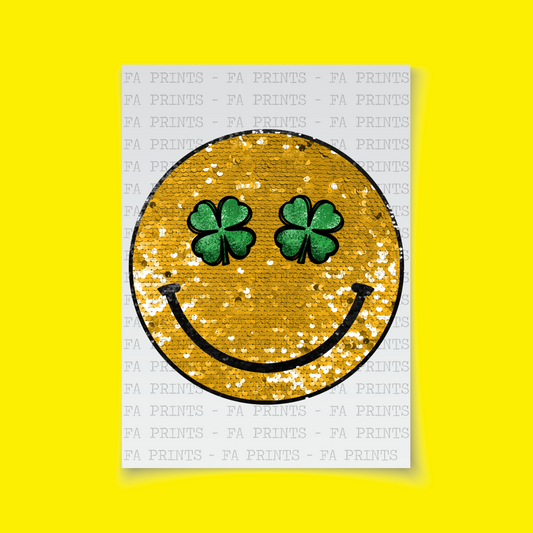 Gold Irish Shamrock Smiley | DTF Transfer