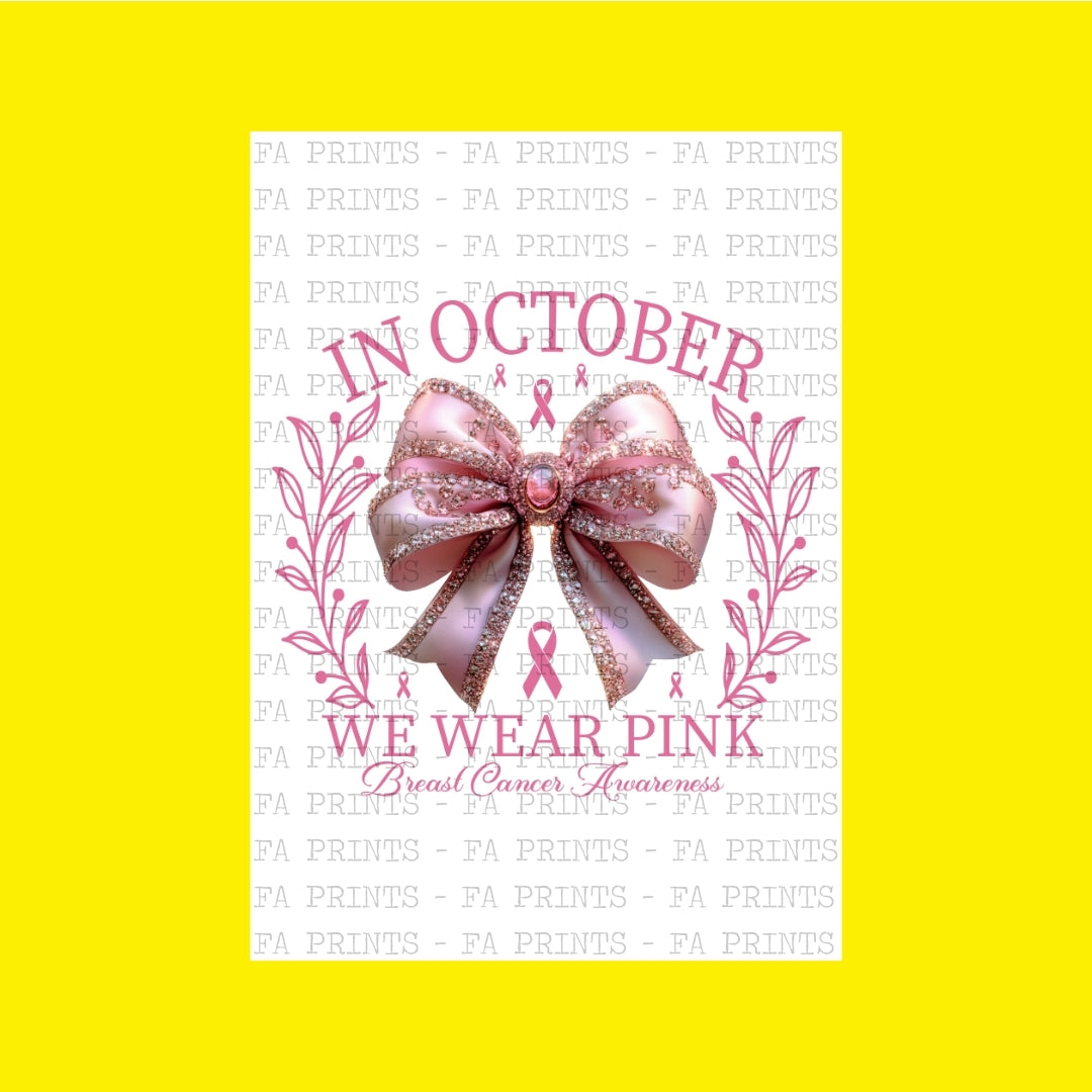 In October Breast Cancer Bow | DTF Transfer