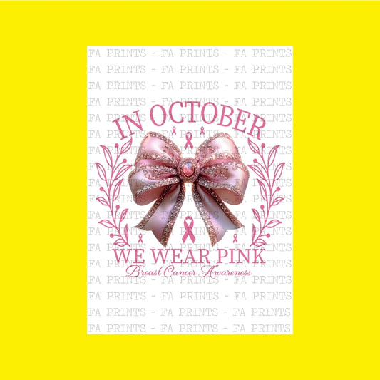 In October Breast Cancer Bow | DTF Transfer