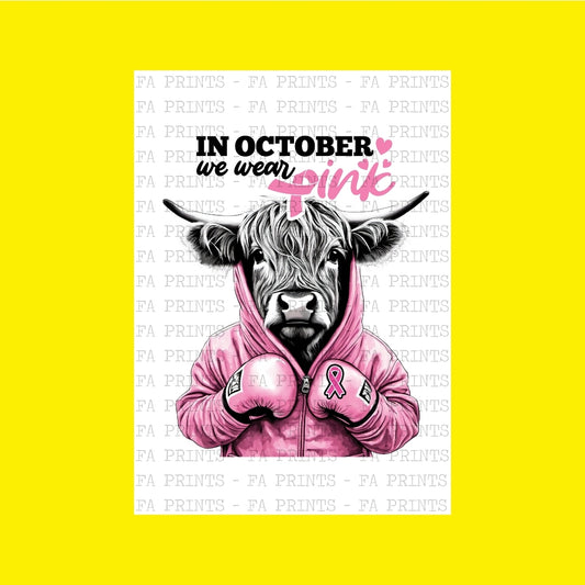 In October We Wear Pink - Longhorn | DTF Transfer