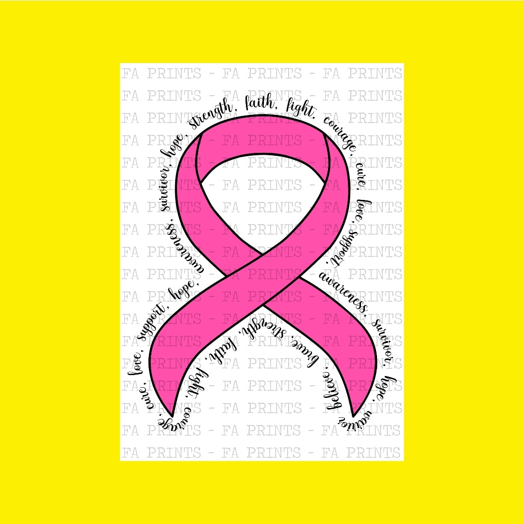 Pink Ribbon Words of Hope | DTF Transfer