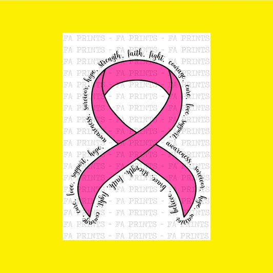 Pink Ribbon Words of Hope | DTF Transfer